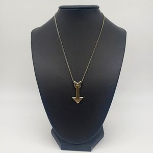 16" Silver and Gold Tone Arrow Necklace